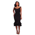 Layla Black Mermaid Shape Ruffle Midi Dress #Midi Dress #Black